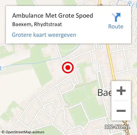 Locatie op kaart van de 112 melding: Ambulance Met Grote Spoed Naar Baexem, Rhydtstraat op 27 oktober 2013 00:38