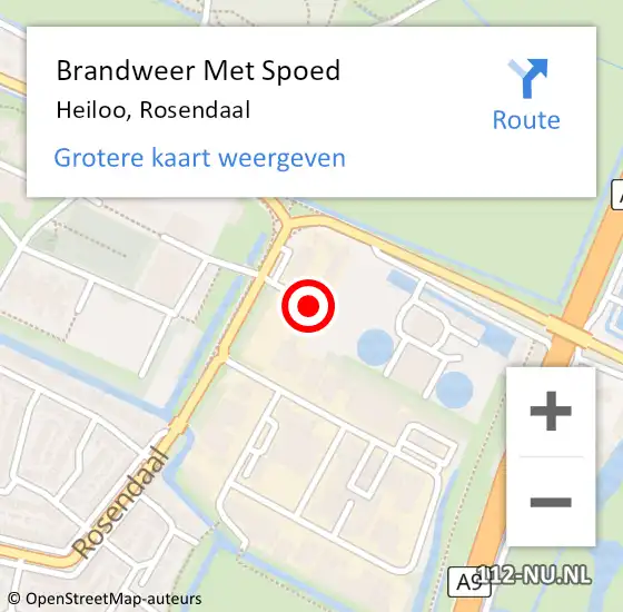 Locatie op kaart van de 112 melding: Brandweer Met Spoed Naar Heiloo, Rosendaal op 8 januari 2015 08:37