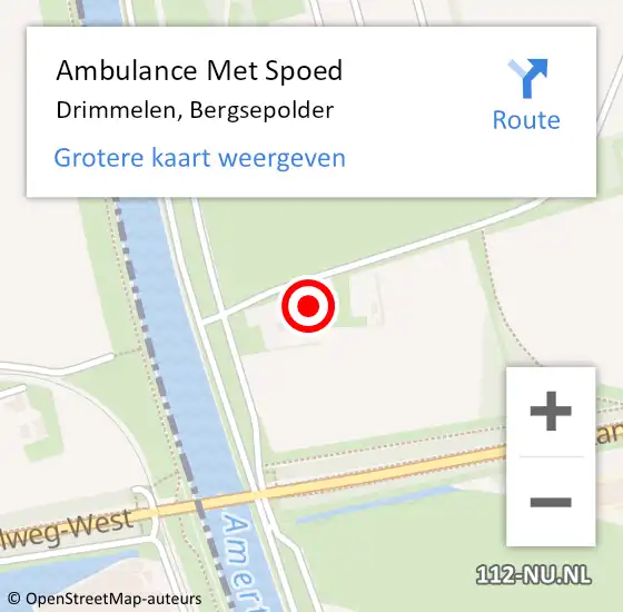 Locatie op kaart van de 112 melding: Ambulance Met Spoed Naar Drimmelen, Bergsepolder op 8 januari 2015 08:44