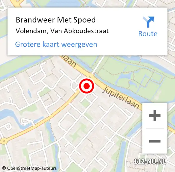 Locatie op kaart van de 112 melding: Brandweer Met Spoed Naar Volendam, Van Abkoudestraat op 8 januari 2015 08:47