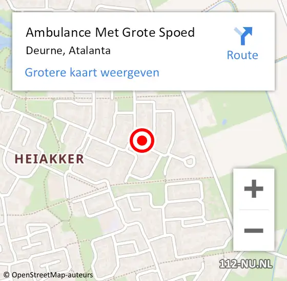 Locatie op kaart van de 112 melding: Ambulance Met Grote Spoed Naar Deurne, Atalanta op 8 januari 2015 08:57