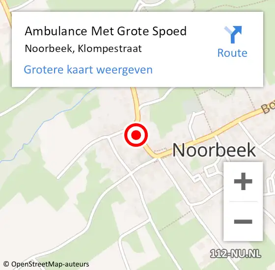 Locatie op kaart van de 112 melding: Ambulance Met Grote Spoed Naar Noorbeek, Klompestraat op 27 oktober 2013 00:46