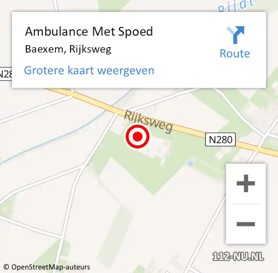 Locatie op kaart van de 112 melding: Ambulance Met Spoed Naar Baexem, Rijksweg op 8 januari 2015 09:05