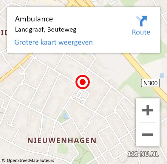 Locatie op kaart van de 112 melding: Ambulance Landgraaf, Beuteweg op 8 januari 2015 09:15