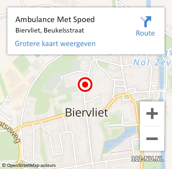Locatie op kaart van de 112 melding: Ambulance Met Spoed Naar Biervliet, Beukelsstraat op 8 januari 2015 09:47
