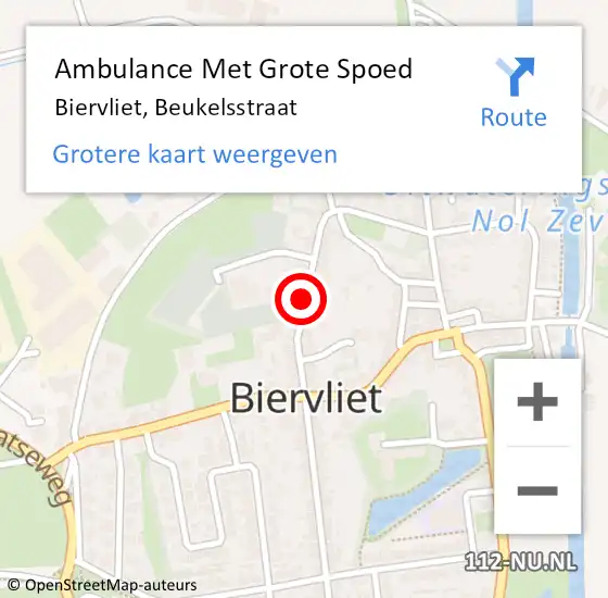 Locatie op kaart van de 112 melding: Ambulance Met Grote Spoed Naar Biervliet, Beukelsstraat op 8 januari 2015 09:49