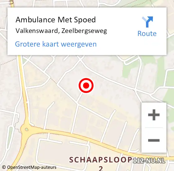 Locatie op kaart van de 112 melding: Ambulance Met Spoed Naar Valkenswaard, Zeelbergseweg op 8 januari 2015 10:11