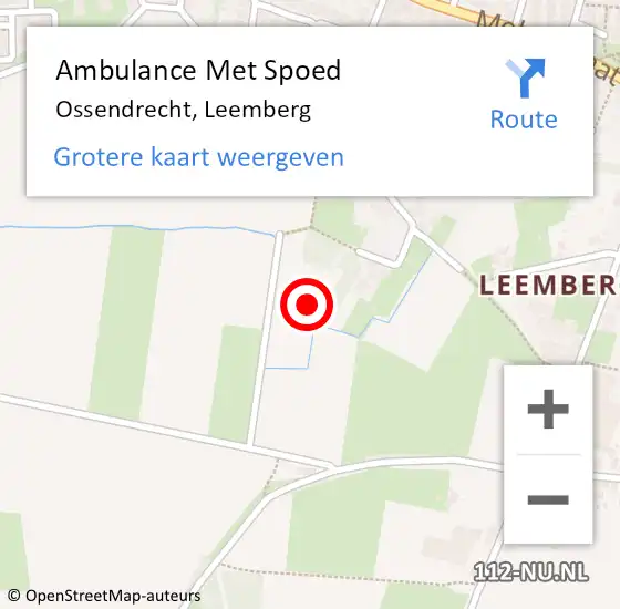 Locatie op kaart van de 112 melding: Ambulance Met Spoed Naar Ossendrecht, Leemberg op 8 januari 2015 10:42