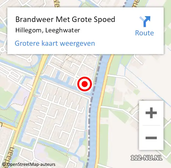 Locatie op kaart van de 112 melding: Brandweer Met Grote Spoed Naar Hillegom, Leeghwater op 8 januari 2015 10:47