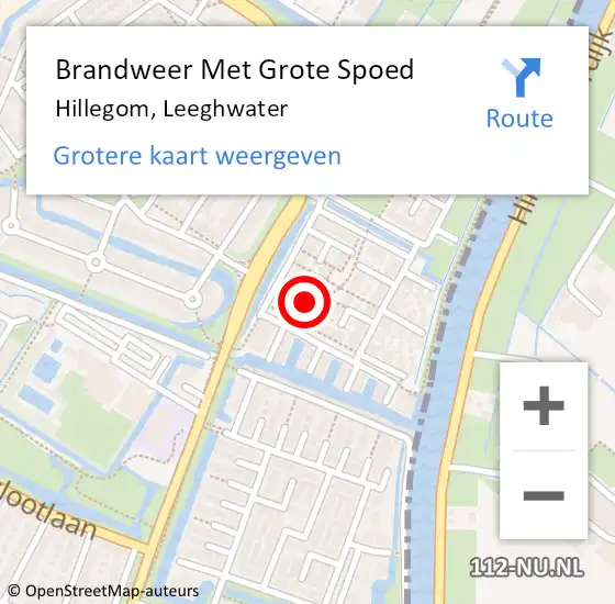 Locatie op kaart van de 112 melding: Brandweer Met Grote Spoed Naar Hillegom, Leeghwater op 8 januari 2015 10:49