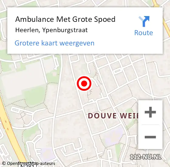 Locatie op kaart van de 112 melding: Ambulance Met Grote Spoed Naar Heerlen, Ypenburgstraat op 8 januari 2015 11:13