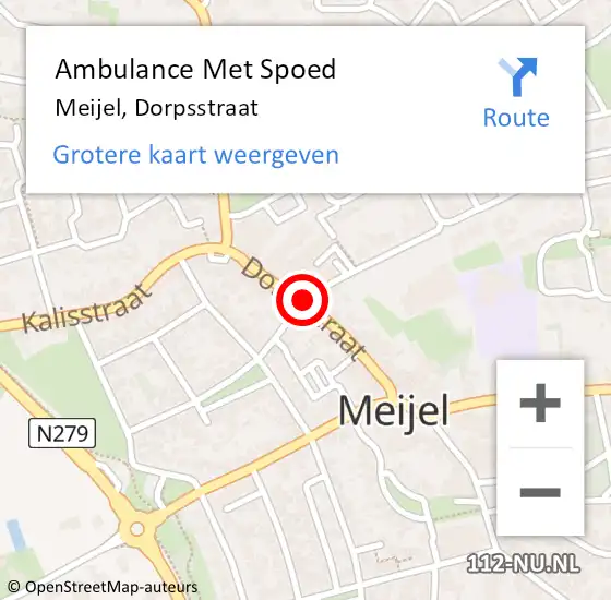 Locatie op kaart van de 112 melding: Ambulance Met Spoed Naar Meijel, Dorpsstraat op 8 januari 2015 11:32