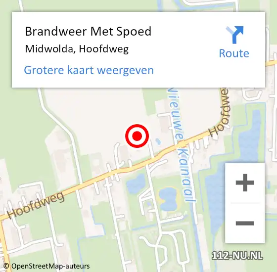 Locatie op kaart van de 112 melding: Brandweer Met Spoed Naar Midwolda, Hoofdweg op 8 januari 2015 11:56