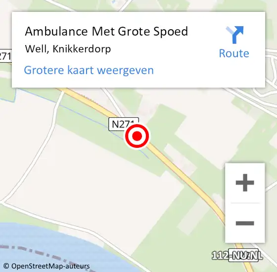 Locatie op kaart van de 112 melding: Ambulance Met Grote Spoed Naar Well, Knikkerdorp op 8 januari 2015 12:00