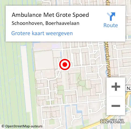 Locatie op kaart van de 112 melding: Ambulance Met Grote Spoed Naar Schoonhoven, Boerhaavelaan op 8 januari 2015 12:18