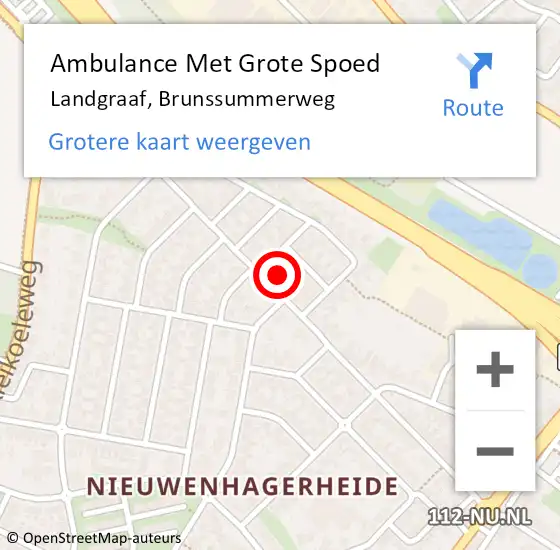 Locatie op kaart van de 112 melding: Ambulance Met Grote Spoed Naar Landgraaf, Brunssummerweg op 8 januari 2015 12:28