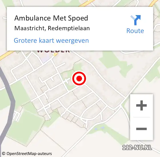 Locatie op kaart van de 112 melding: Ambulance Met Spoed Naar Maastricht, Redemptielaan op 8 januari 2015 12:49