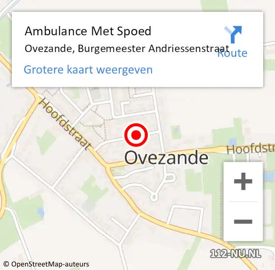 Locatie op kaart van de 112 melding: Ambulance Met Spoed Naar Ovezande, Burgemeester Andriessenstraat op 8 januari 2015 13:11