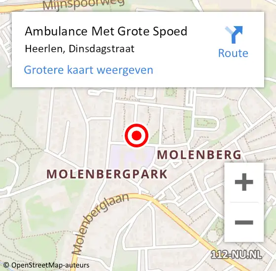 Locatie op kaart van de 112 melding: Ambulance Met Grote Spoed Naar Heerlen, Dinsdagstraat op 8 januari 2015 13:39