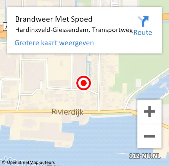 Locatie op kaart van de 112 melding: Brandweer Met Spoed Naar Hardinxveld-Giessendam, Transportweg op 8 januari 2015 13:48