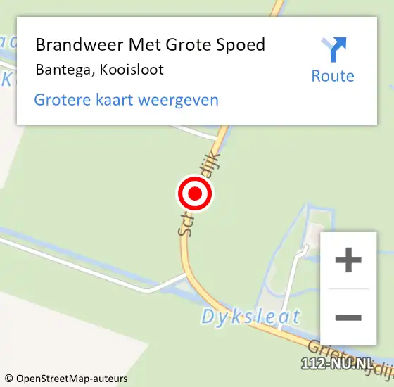 Locatie op kaart van de 112 melding: Brandweer Met Grote Spoed Naar Bantega, Kooisloot op 8 januari 2015 14:02