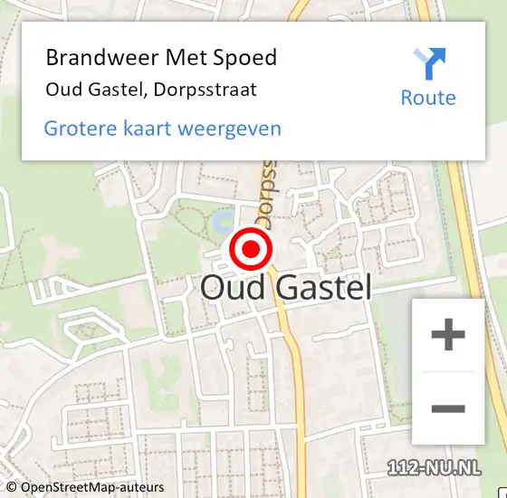 Locatie op kaart van de 112 melding: Brandweer Met Spoed Naar Oud Gastel, Dorpsstraat op 8 januari 2015 14:14