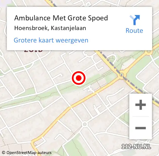 Locatie op kaart van de 112 melding: Ambulance Met Grote Spoed Naar Hoensbroek, Kastanjelaan op 8 januari 2015 14:36