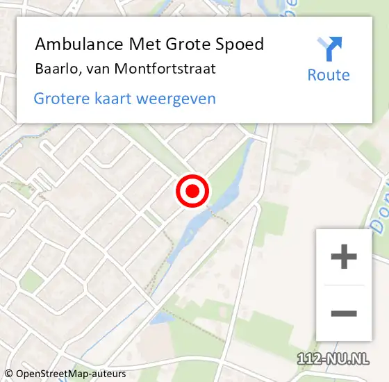 Locatie op kaart van de 112 melding: Ambulance Met Grote Spoed Naar Baarlo, van Montfortstraat op 8 januari 2015 14:37