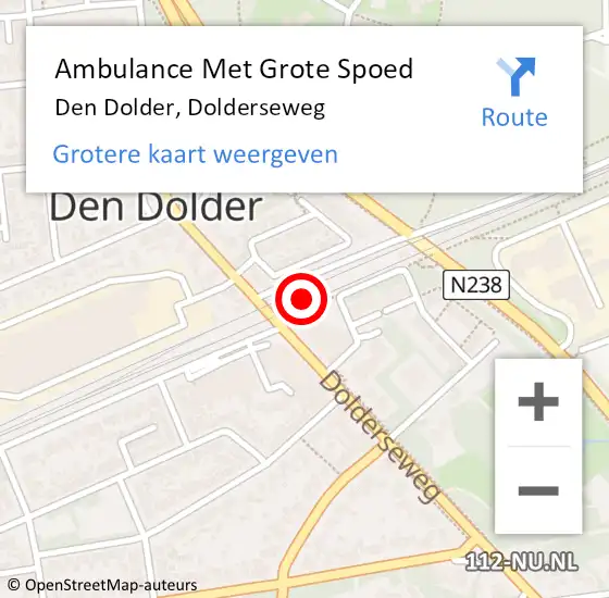 Locatie op kaart van de 112 melding: Ambulance Met Grote Spoed Naar Den Dolder, Dolderseweg op 8 januari 2015 14:49