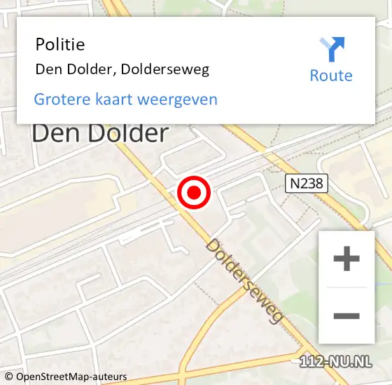 Locatie op kaart van de 112 melding: Politie Den Dolder, Dolderseweg op 8 januari 2015 14:51