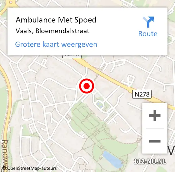 Locatie op kaart van de 112 melding: Ambulance Met Spoed Naar Vaals, Bloemendalstraat op 8 januari 2015 14:52