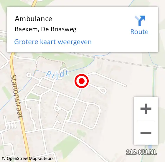 Locatie op kaart van de 112 melding: Ambulance Baexem, De Briasweg op 8 januari 2015 14:58