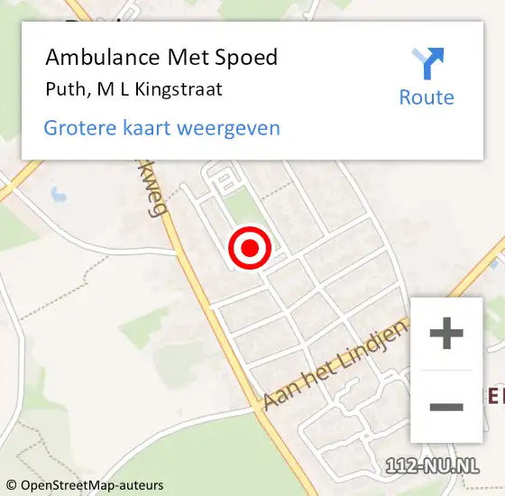 Locatie op kaart van de 112 melding: Ambulance Met Spoed Naar Puth, M L Kingstraat op 8 januari 2015 15:01