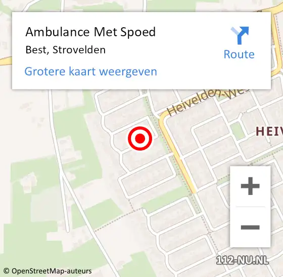 Locatie op kaart van de 112 melding: Ambulance Met Spoed Naar Best, Strovelden op 8 januari 2015 16:00