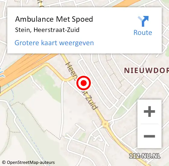 Locatie op kaart van de 112 melding: Ambulance Met Spoed Naar Stein, Heerstraat-Zuid op 8 januari 2015 16:16