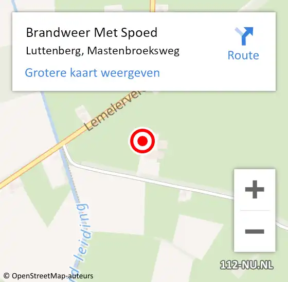 Locatie op kaart van de 112 melding: Brandweer Met Spoed Naar Luttenberg, Mastenbroeksweg op 8 januari 2015 16:36