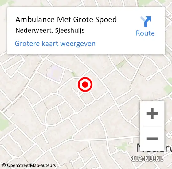 Locatie op kaart van de 112 melding: Ambulance Met Grote Spoed Naar Nederweert, Sjeeshuijs op 27 oktober 2013 02:39