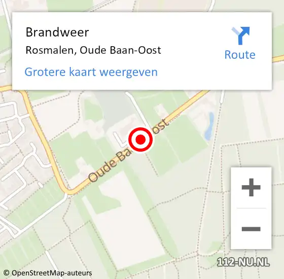 Locatie op kaart van de 112 melding: Brandweer Rosmalen, Oude Baan-Oost op 8 januari 2015 16:46