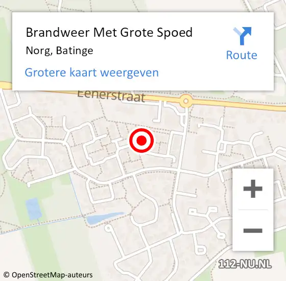 Locatie op kaart van de 112 melding: Brandweer Met Grote Spoed Naar Norg, Batinge op 8 januari 2015 16:55