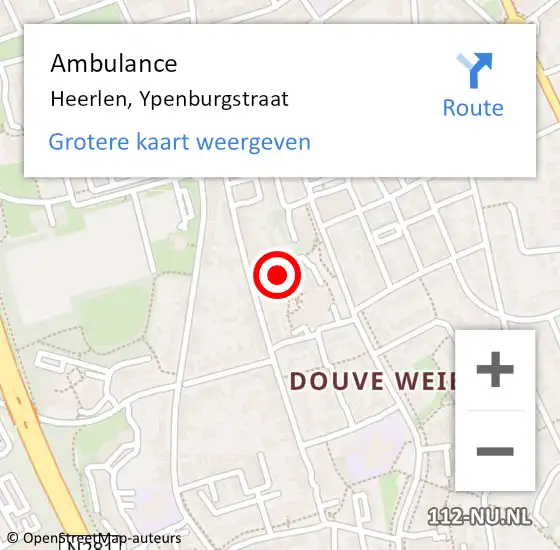 Locatie op kaart van de 112 melding: Ambulance Heerlen, Ypenburgstraat op 8 januari 2015 17:05