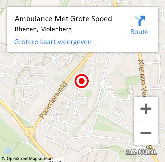Locatie op kaart van de 112 melding: Ambulance Met Grote Spoed Naar Rhenen, Molenberg op 8 januari 2015 17:37