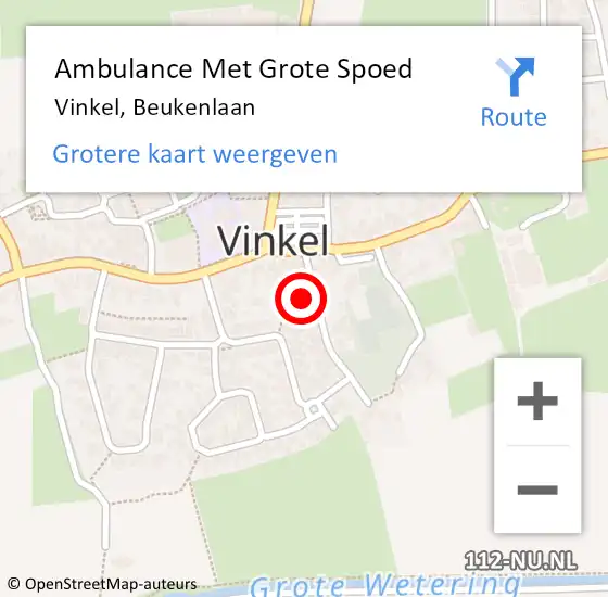 Locatie op kaart van de 112 melding: Ambulance Met Grote Spoed Naar Vinkel, Beukenlaan op 8 januari 2015 17:41