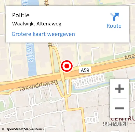 Locatie op kaart van de 112 melding: Politie Waalwijk, Altenaweg op 8 januari 2015 18:12