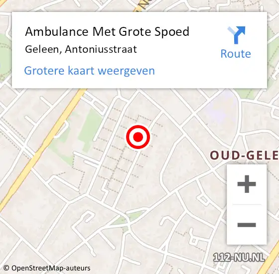 Locatie op kaart van de 112 melding: Ambulance Met Grote Spoed Naar Geleen, Antoniusstraat op 8 januari 2015 18:17