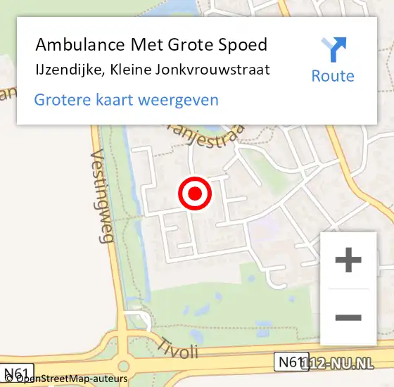 Locatie op kaart van de 112 melding: Ambulance Met Grote Spoed Naar IJzendijke, Kleine Jonkvrouwstraat op 8 januari 2015 18:19