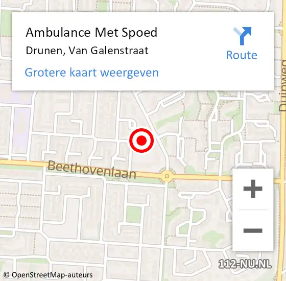 Locatie op kaart van de 112 melding: Ambulance Met Spoed Naar Drunen, Van Galenstraat op 8 januari 2015 20:15