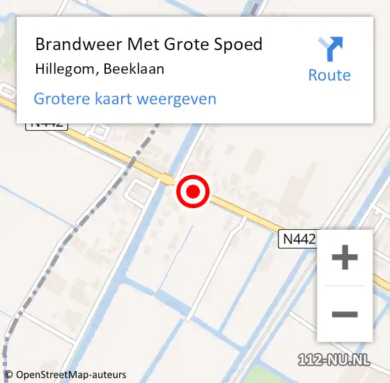 Locatie op kaart van de 112 melding: Brandweer Met Grote Spoed Naar Hillegom, Beeklaan op 8 januari 2015 20:17