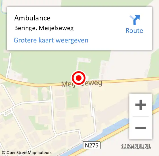 Locatie op kaart van de 112 melding: Ambulance Beringe, Meijelseweg op 8 januari 2015 20:36