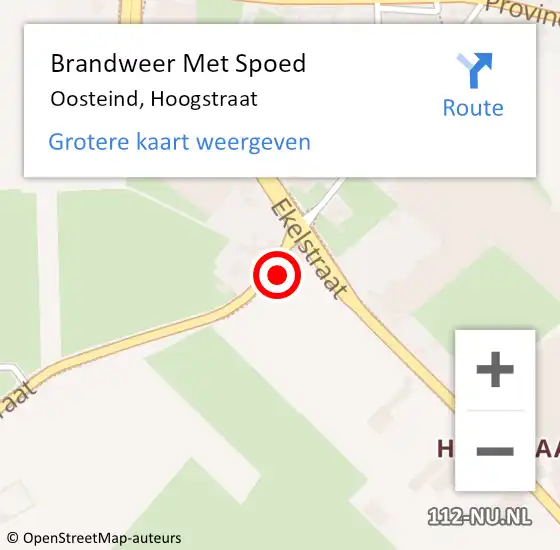 Locatie op kaart van de 112 melding: Brandweer Met Spoed Naar Oosteind, Hoogstraat op 8 januari 2015 20:43