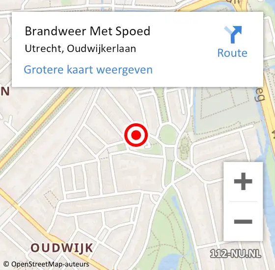 Locatie op kaart van de 112 melding: Brandweer Met Spoed Naar Utrecht, Oudwijkerlaan op 8 januari 2015 21:00